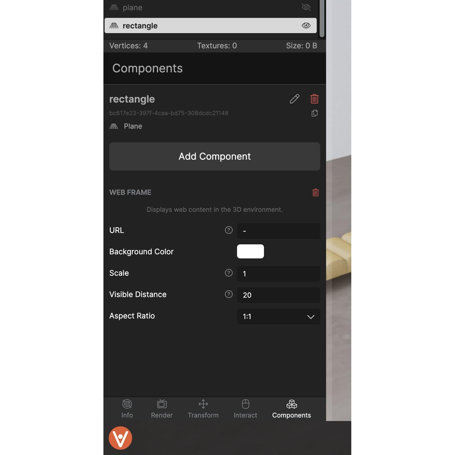 3D Web Frame Component